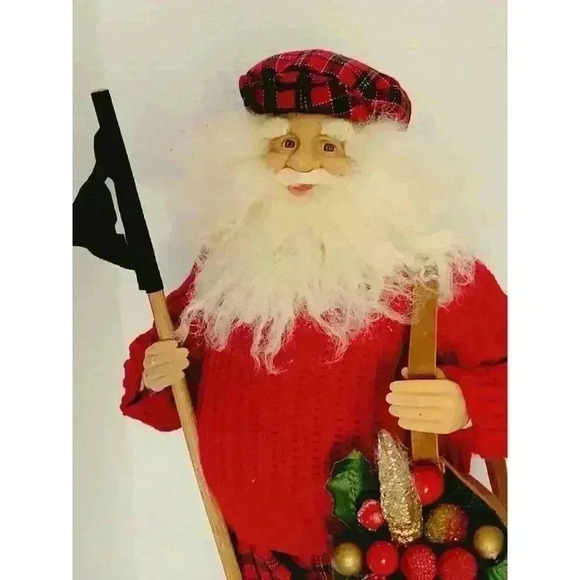 Vintage Golfing Santa Claus Figure Golf Bag Balls & 19th Hole Golf Flag XMAS - Picture 2 of 16